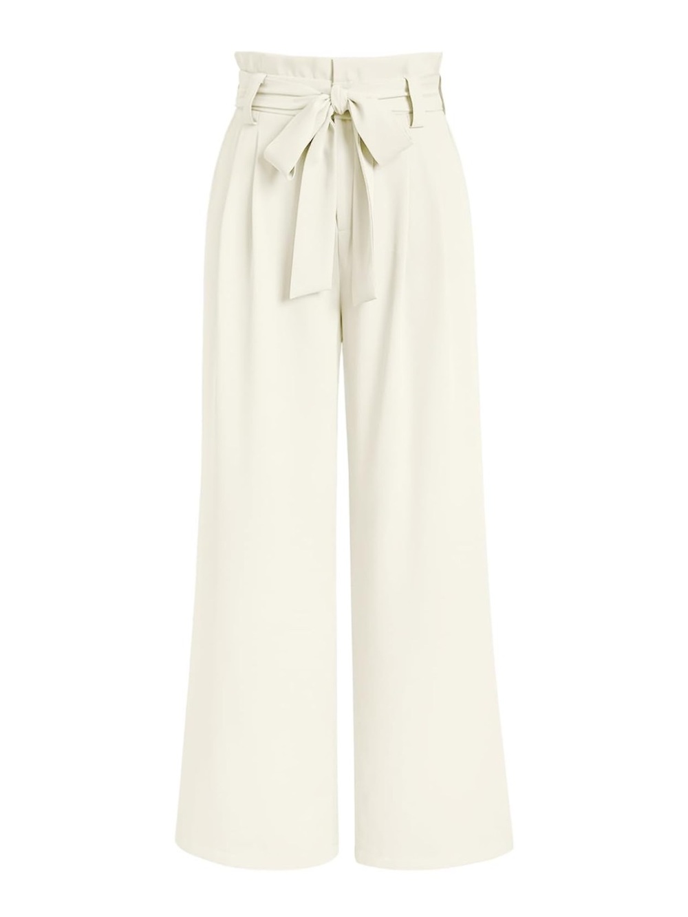 Tie-Waist Wide Leg Pants - Cream